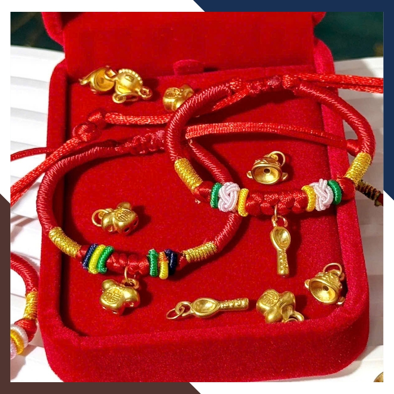 Vòng Charm Vàng 24k Cho Bé Đầy Tháng VCHV53