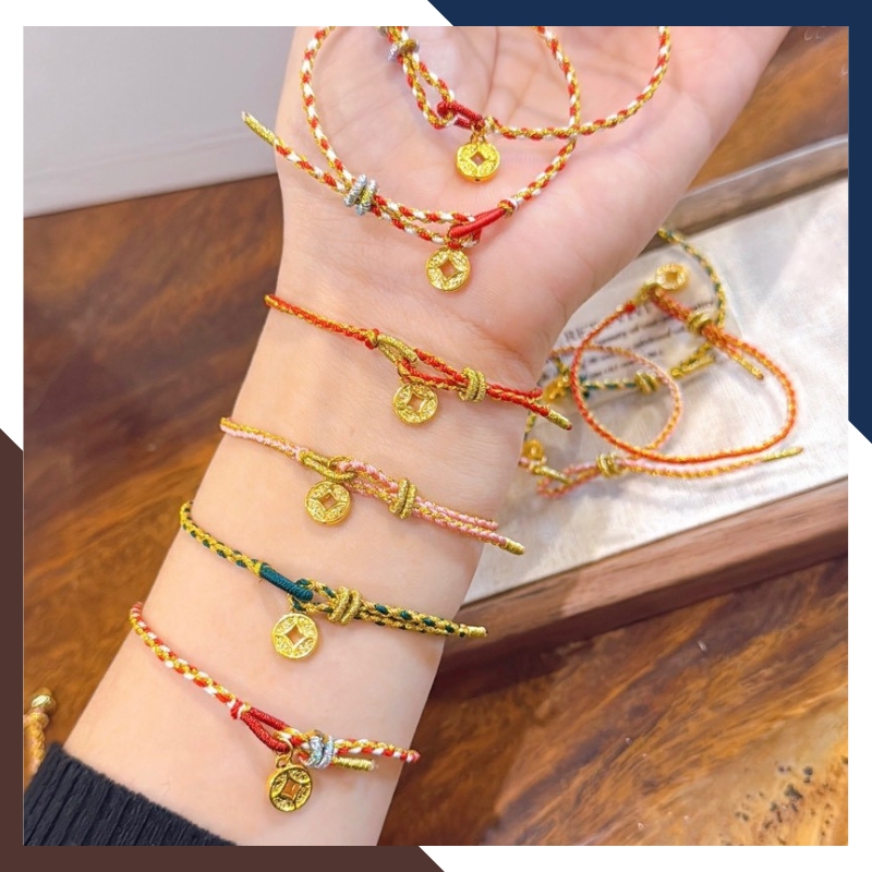 Vòng Charm Vàng 24k Đồng Xu Kim Tiền Tài Lộc Cho Nữ VCHV61