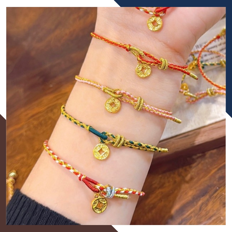 Vòng Charm Vàng 24k Đồng Xu Kim Tiền Tài Lộc Cho Nữ VCHV61