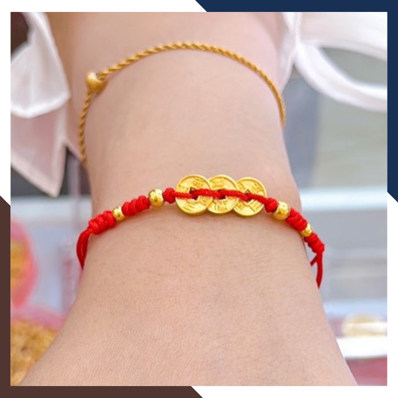 Vòng Charm Vàng 24k Đồng Xu Kim Tiền Tài Lộc Cho Nữ VCHV61