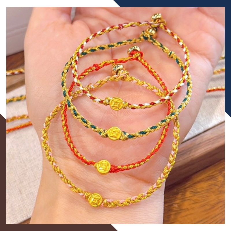 Vòng Charm Vàng 24k Đồng Xu Kim Tiền Tài Lộc Cho Nữ VCHV61