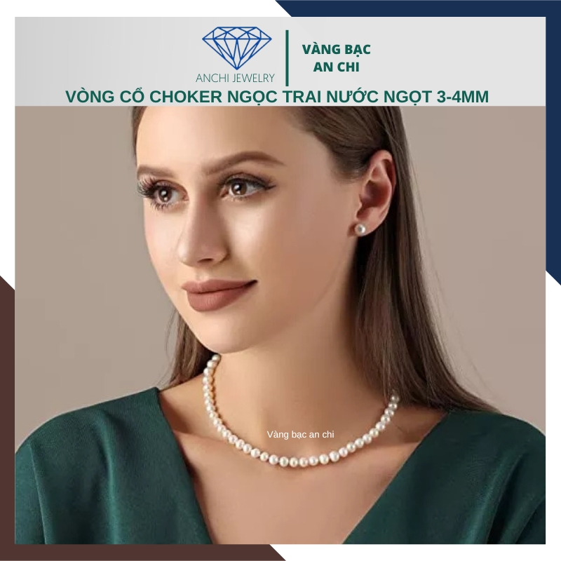 Vòng cổ choker ngọc trai nhỏ 3mm thời trang cho nữ mã 34CH320