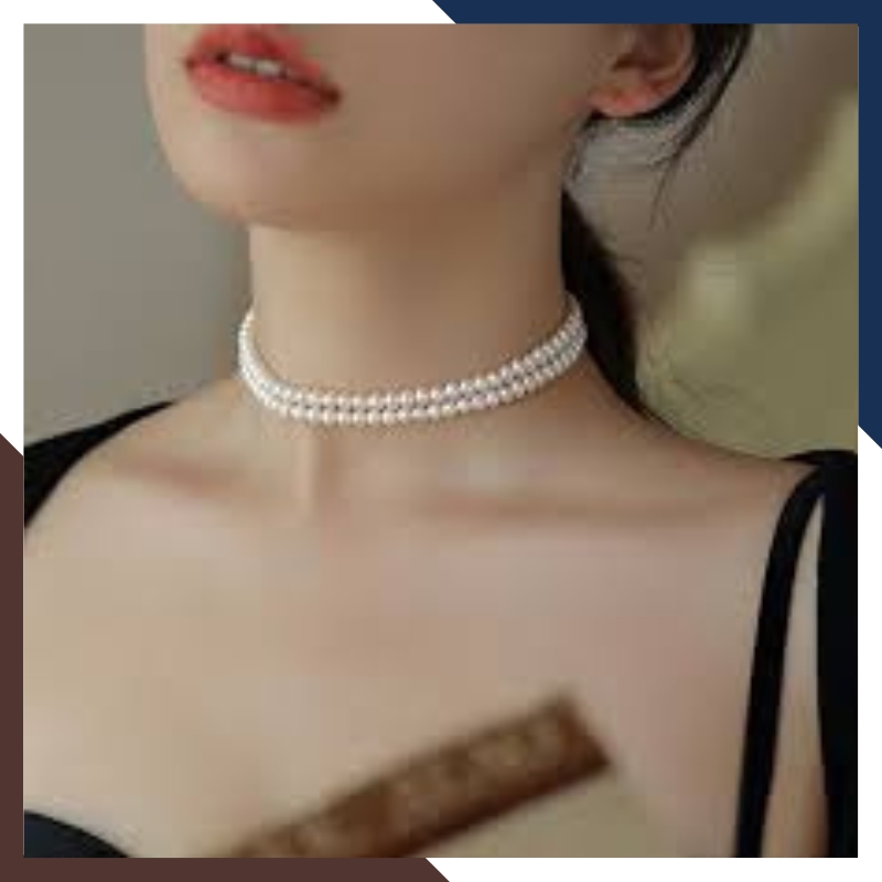 Vòng cổ choker ngọc trai nhỏ 2 vòng đôi mã 35CH280