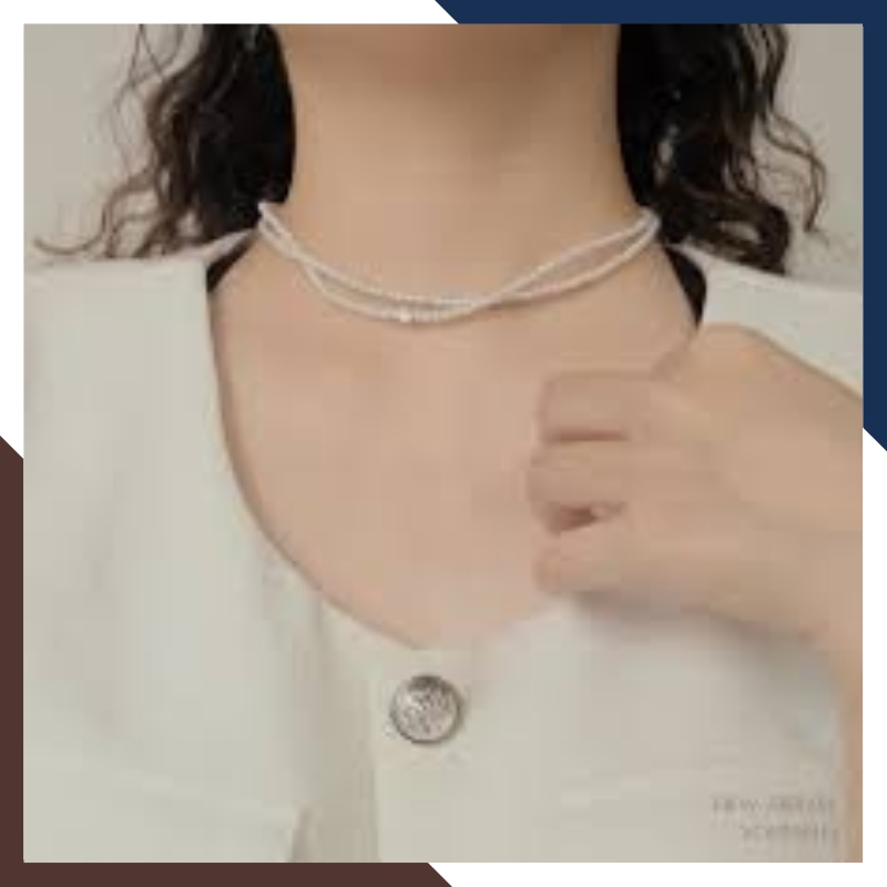 Vòng cổ choker ngọc trai nhỏ 2 vòng đôi mã 35CH280