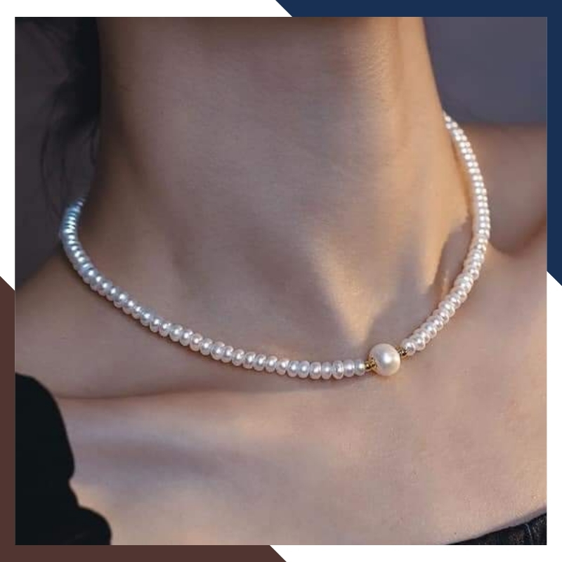Vòng cổ choker ngọc trai nhỏ cho nữ mix bi vàng 10k mã CH280V780