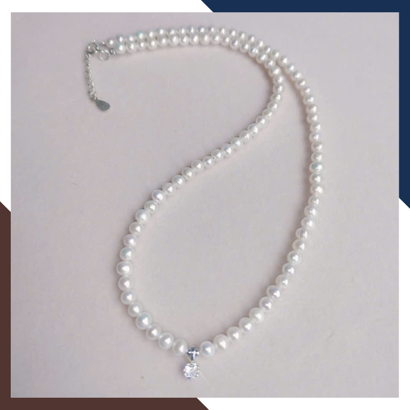 Vòng Cổ Choker Ngọc Trai Nhỏ Phối Mặt Bạc Đính Đá VCNT118