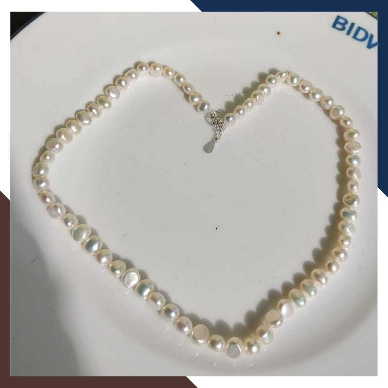 Vòng cổ choker ngọc trai thô dị tự nhiên mặc áo dài cho nữ trẻ trung mã 78T220