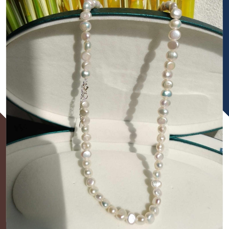 Vòng cổ choker ngọc trai thô dị tự nhiên mặc áo dài cho nữ trẻ trung mã 78T220