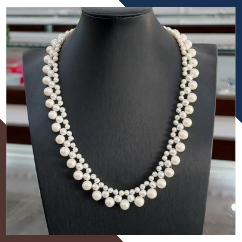 Vòng cổ choker ngọc trai đan hạt to với hạt nhỏ tinh xảo mã 58AC900