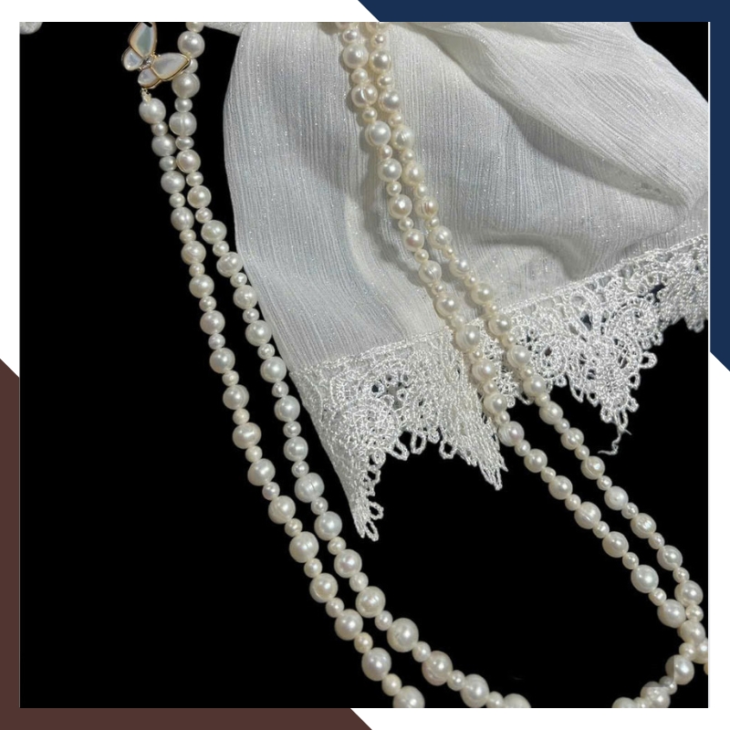 Vòng Cổ Ngọc Trai Dài 120cm Phối Hạt To Nhỏ Đính Khoá Bướm VCNT138 - Độc Đáo & Tinh Tế