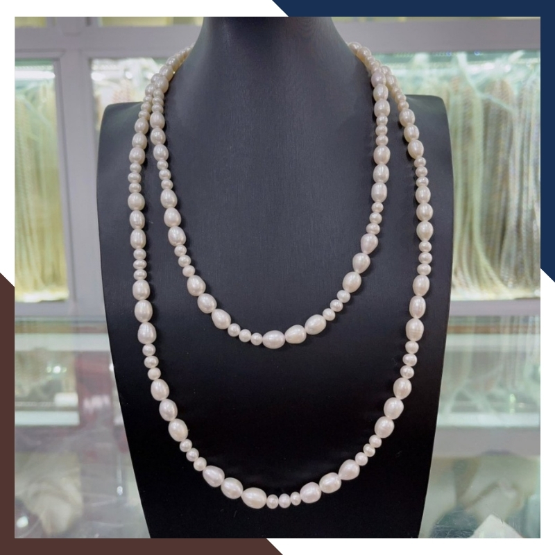 Vòng cổ ngọc trai dài 120cm, vòng ngọc trai mặc áo dài đẹp cho nữ mã 58CH225