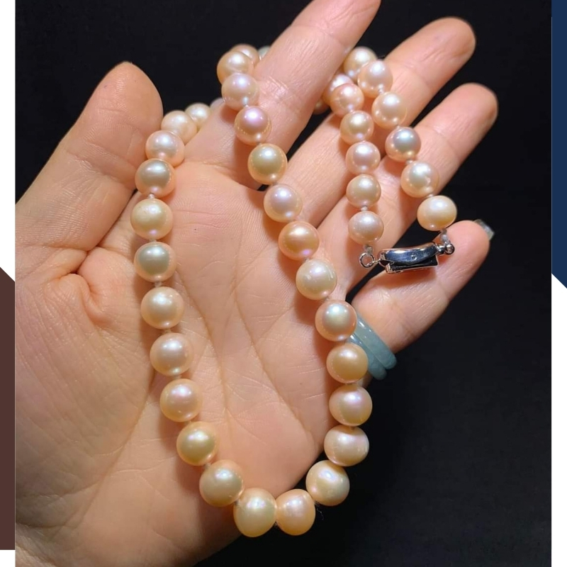 Vòng cổ ngọc trai hồng tự nhiên 11mm cao cấp cho nữ mã 11C1200K25