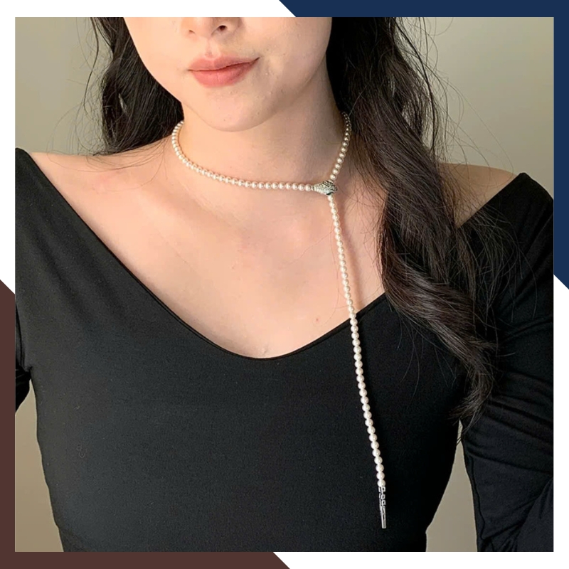 Vòng Cổ Ngọc Trai Nữ Phối Khoá Hình Con Rắn VCNT139