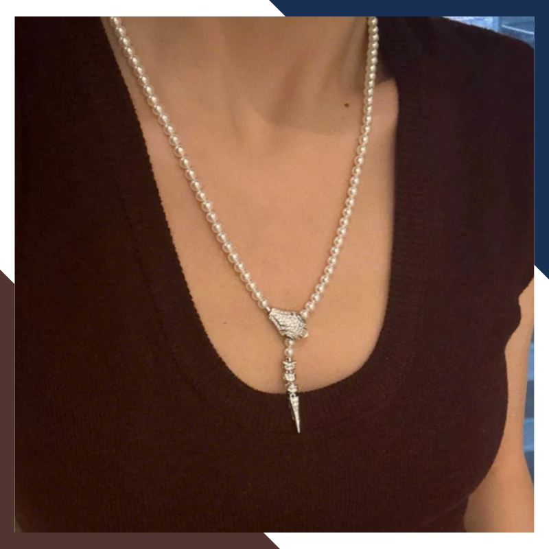 Vòng Cổ Ngọc Trai Nữ Phối Khoá Hình Con Rắn VCNT139