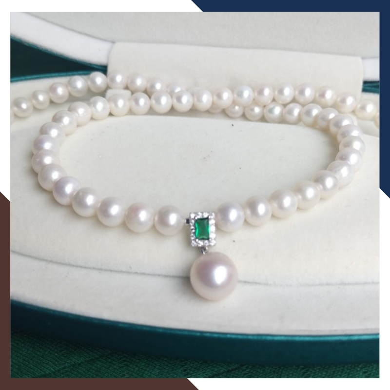 Vòng cổ ngọc trai thật cho mẹ, phụ nữ trung niên mặc áo dài mã 78B1200