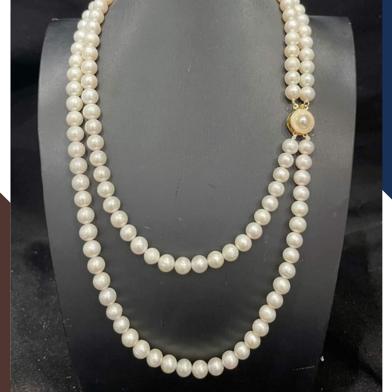 Vòng cổ ngọc trai 2 vòng đôi mặc áo dài đẹp cho nữ 89K65T300