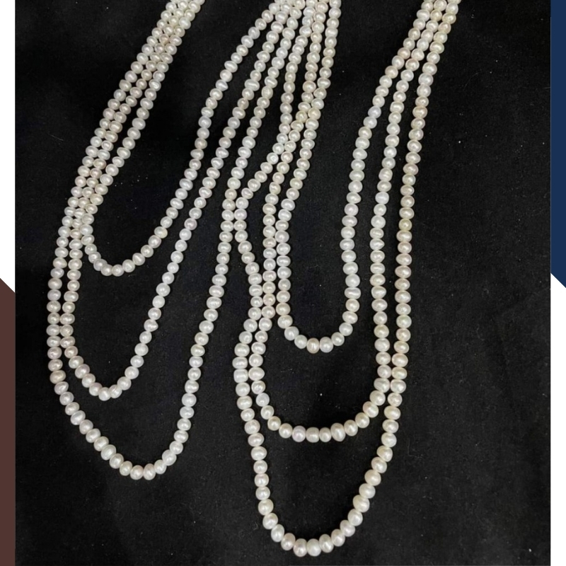 Vòng cổ ngọc trai 3 tầng cho phụ nữ trung niên mặc áo dài mã 78K70T250