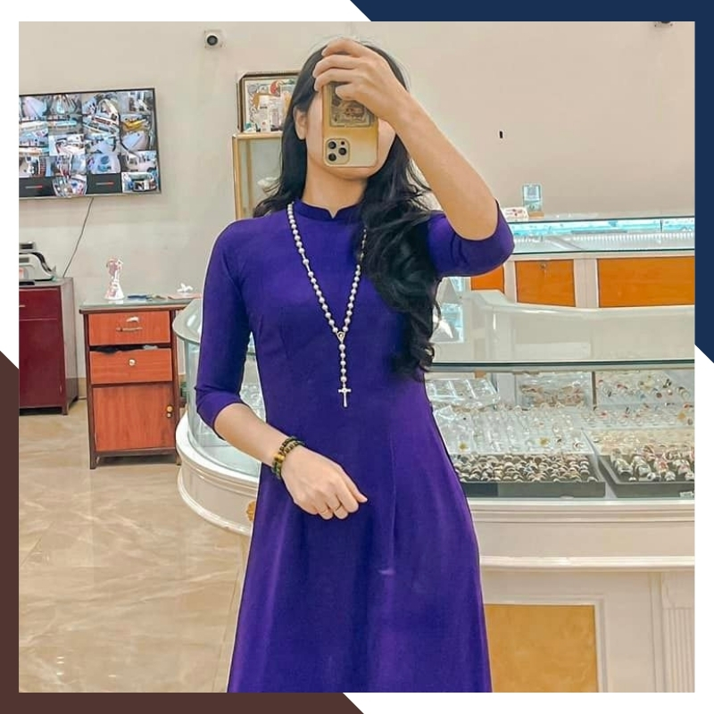 Vòng cổ ngọc trai mặc áo dài phối thánh giá bạc mã 78AC700