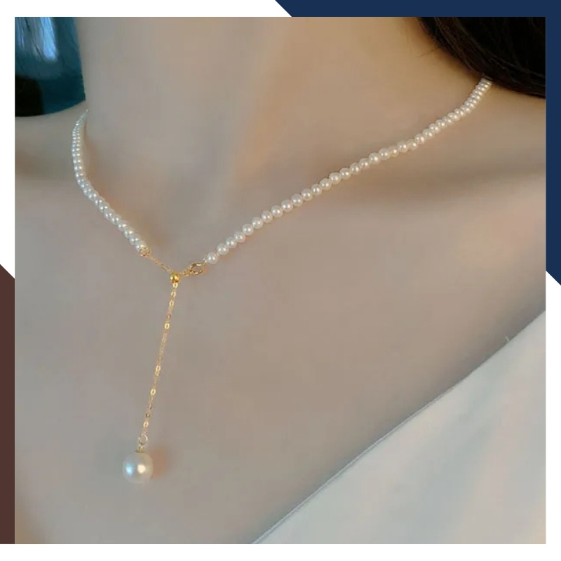 Vòng cổ ngọc trai nhỏ mix vàng mặc áo dài cho nữ mã 56B1350