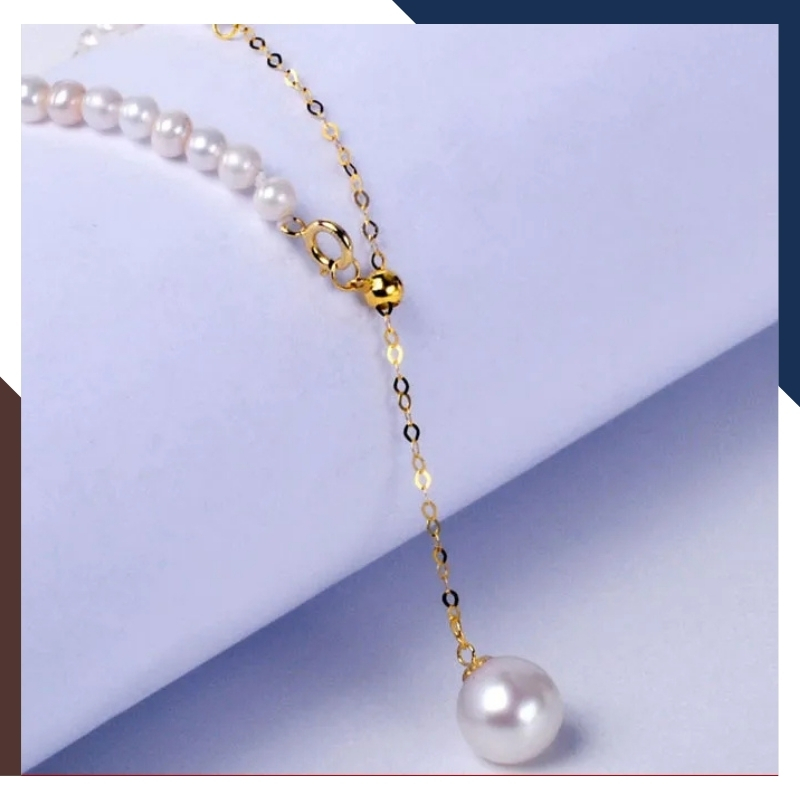 Vòng cổ ngọc trai nhỏ mix vàng mặc áo dài cho nữ mã 56B1350