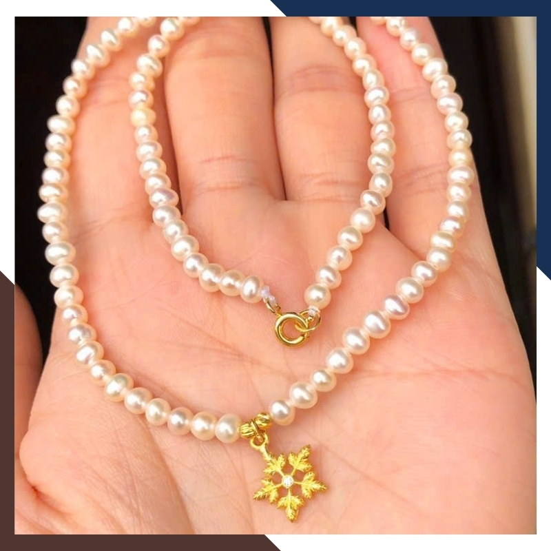Vòng ngọc trai mix vàng, vòng cổ ngọc trai tự nhiên mặc áo dài cho nữ mã 67B2718