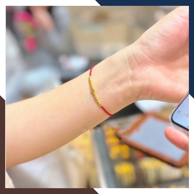 Vòng Tay Chỉ Đỏ Kim Vàng 24k 9999 May Mắn Cho Nữ VCHV85