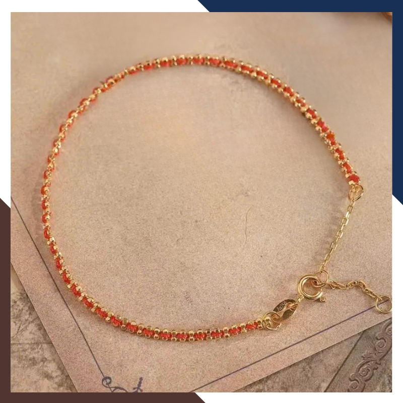 Vòng Tay Chỉ Đỏ Vàng 18k May Mắn Cho Nữ VCHV86 | Vàng Ý 750