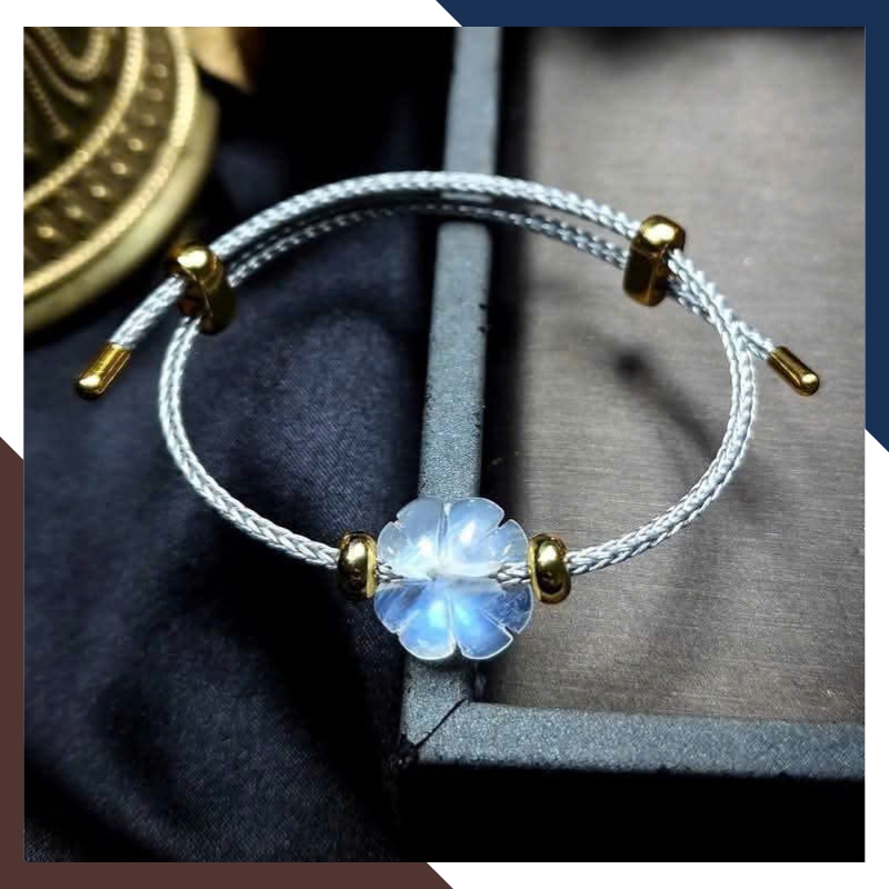 Vòng Tay Cỏ 4 Lá Đá Mặt Trăng Moonstone VTDPT23