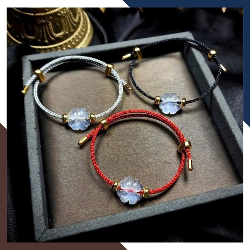 Vòng Tay Cỏ 4 Lá Đá Mặt Trăng Moonstone VTDPT23