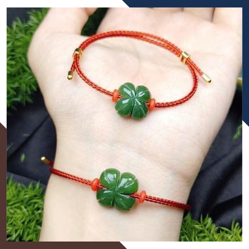 Vòng Tay Cỏ 4 Lá Ngọc Bích VTDPT20 – Bí Kíp May Mắn Luôn Bên Bạn