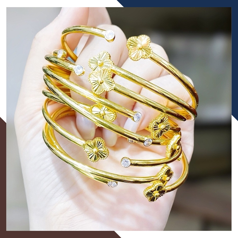 Vòng Tay Cỏ 4 Lá Vàng Tây 10k Cho Nữ LTVN172