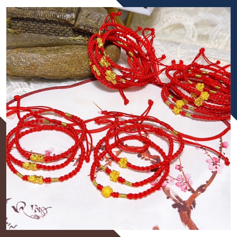 Vòng Tay Tỳ Hưu Vàng 24k 9999 Dây Đỏ Cho Nữ VCHV41