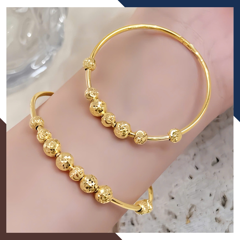 Vòng tay vàng nữ 10k phối bi LTVN212 – Sang trọng tinh tế, dễ phối đồ