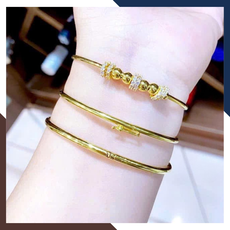 Vòng tay vàng nữ 10k phối bi LTVN212 – Sang trọng tinh tế, dễ phối đồ