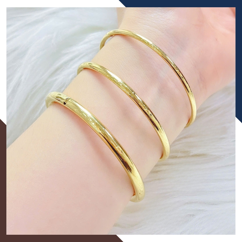 Vòng Tay Vàng Nữ Trơn 10k Bản 3.5mm LTVN191 – Sang Trọng, Tối Giản