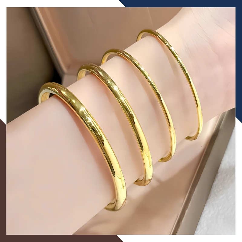 Vòng Tay Vàng Nữ Trơn 10k Bản Mập 5mm Sang Trọng LTVN195