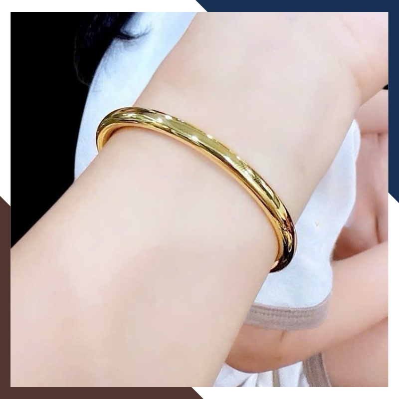 Vòng Tay Vàng Nữ Trơn 10k Bản Mập 5mm Sang Trọng LTVN195