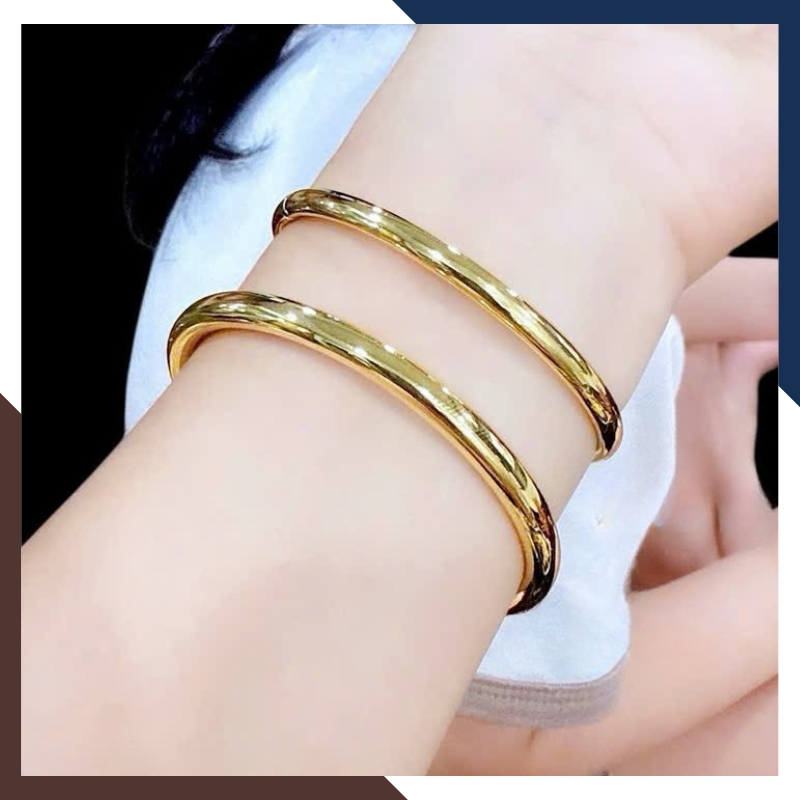 Vòng Tay Vàng Nữ Trơn 10k Bản Mập 5mm Sang Trọng LTVN195