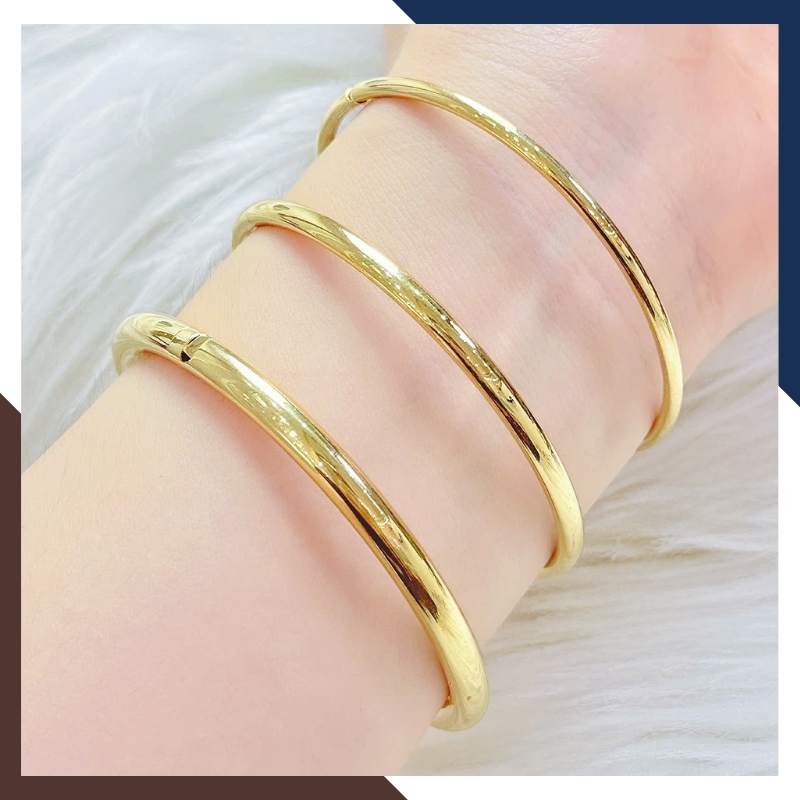 Vòng Tay Vàng Nữ Trơn 10k Bản Mập 5mm Sang Trọng LTVN195