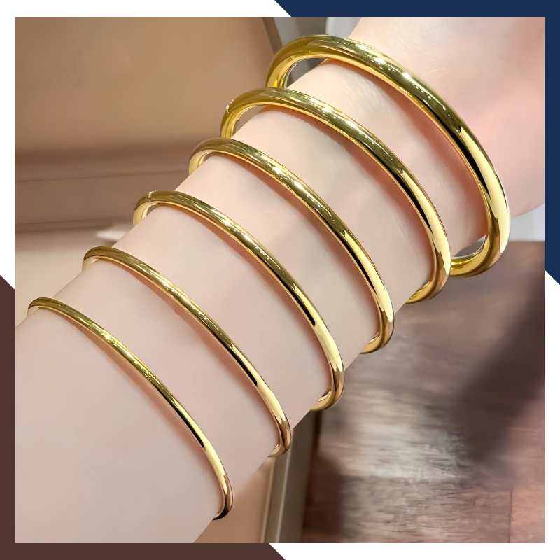 Vòng Tay Vàng Nữ Trơn 10k Bản Mập 5mm Sang Trọng LTVN195