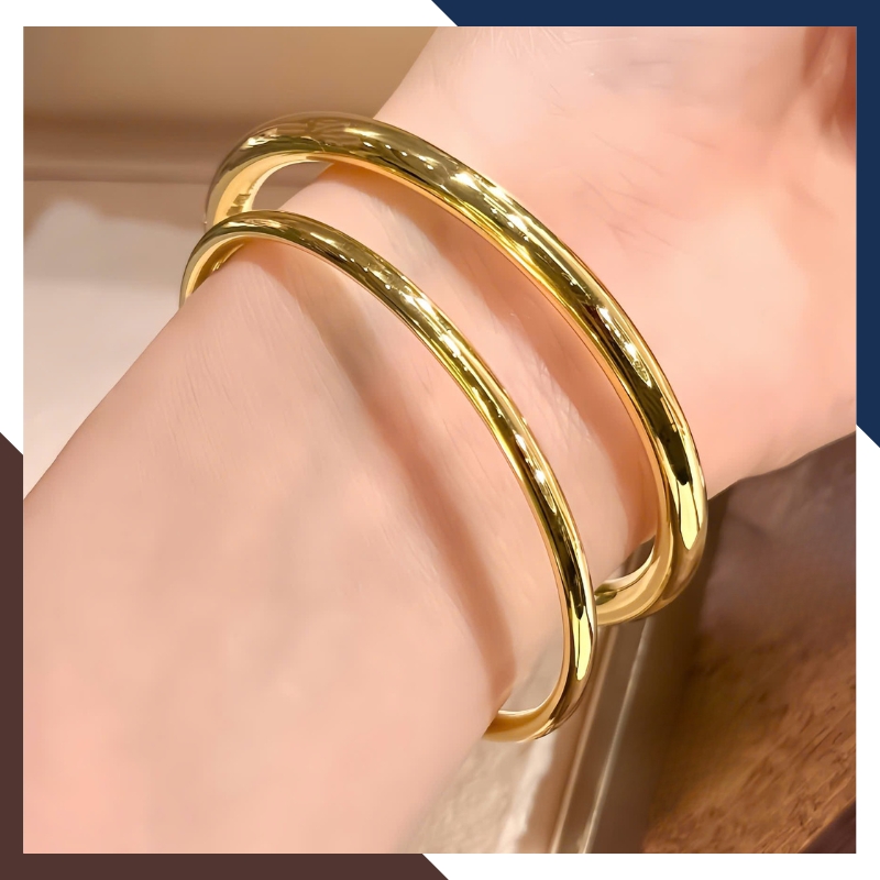 Vòng Tay Vàng Nữ Trơn 10k Bản Mập 5mm Sang Trọng LTVN195