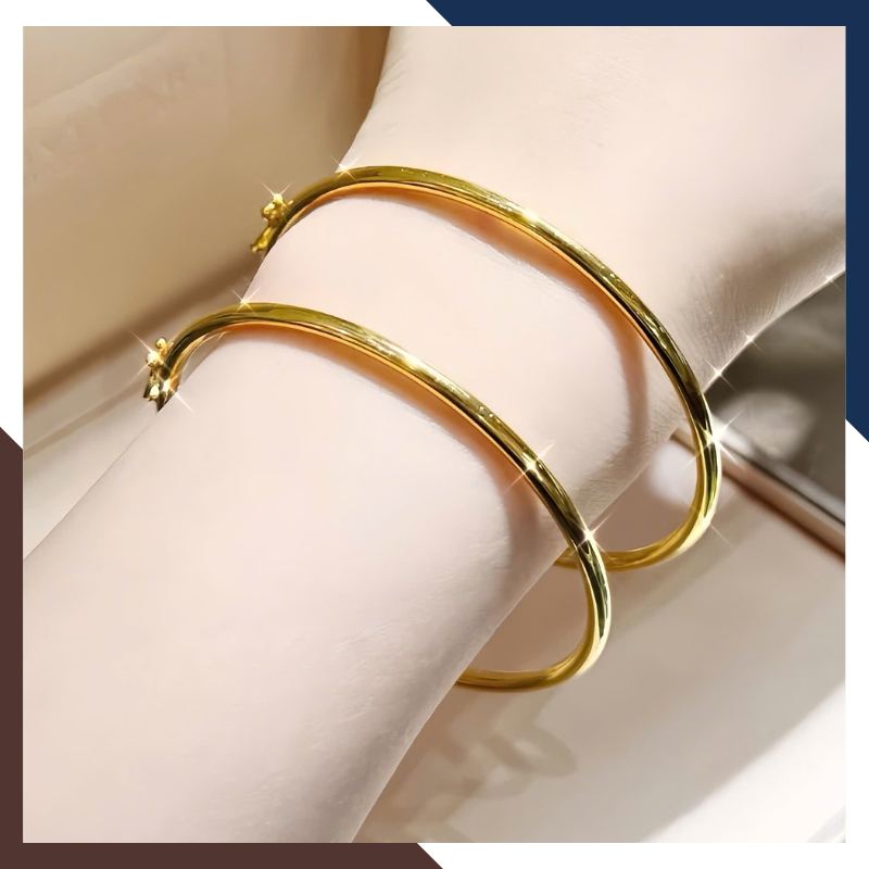 Vòng Tay Vàng Nữ Trơn 10k Bản 2.5mm, Kiểu Khoá Ngoài LTVN196