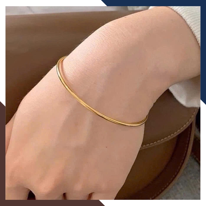 Vòng Tay Vàng Nữ Trơn 10k Bản 2.5mm, Kiểu Khoá Ngoài LTVN196