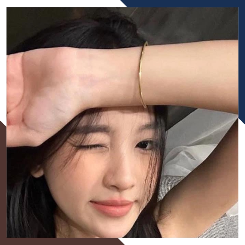 Vòng Tay Vàng Nữ Trơn 10k Bản 2.5mm, Kiểu Khoá Ngoài LTVN196