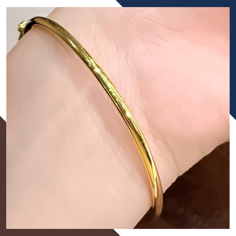 Vòng Tay Vàng Nữ Trơn 10k Bản 2.5mm, Kiểu Khoá Ngoài LTVN196