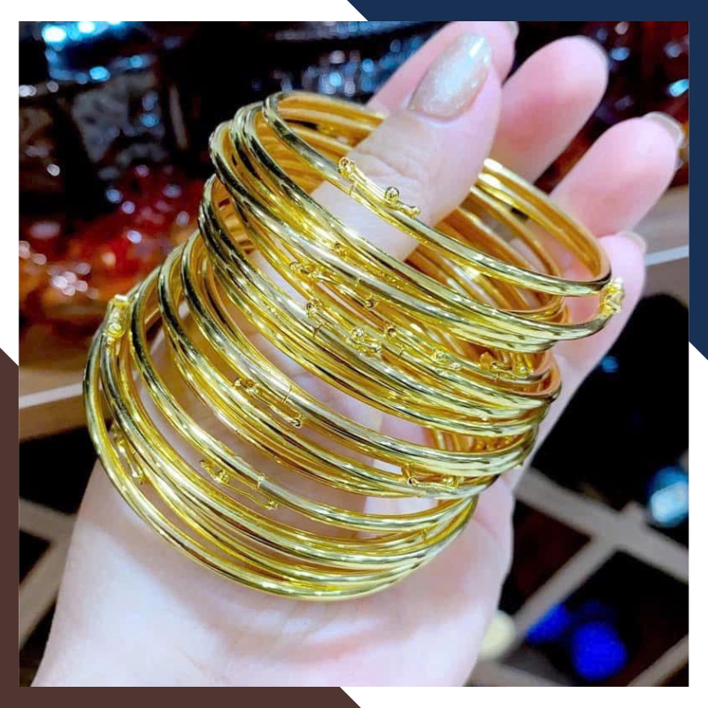 Vòng Tay Vàng Nữ Trơn 10k Bản 2.5mm, Kiểu Khoá Ngoài LTVN196