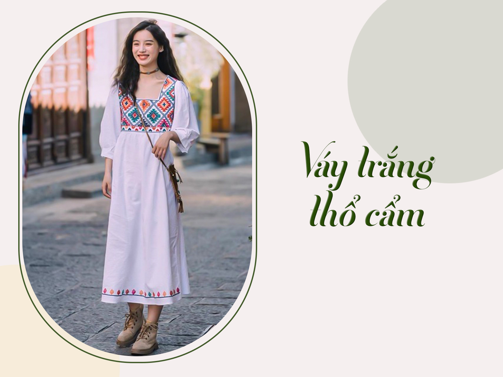 Váy trắng chụp kỷ yếu concept thổ cẩm