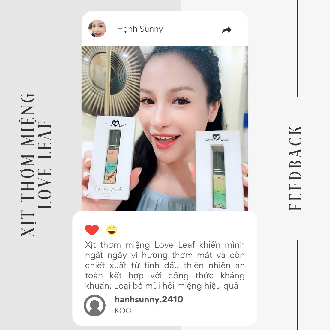Feedback Xịt thơm miệng LoveLeaf - Hạnh Sunny