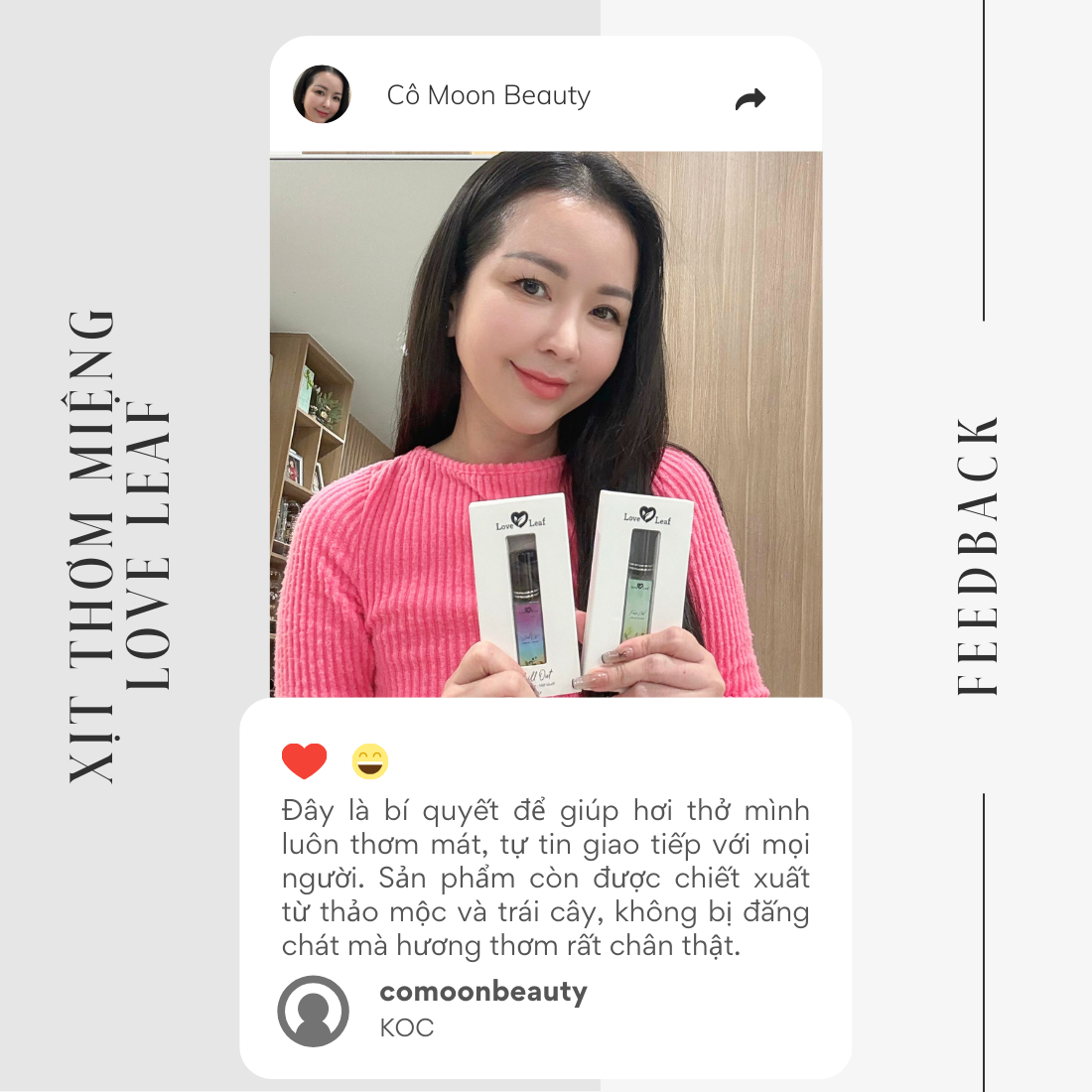 Feedback Xịt thơm miệng LoveLeaf - Cô Moon Beauty