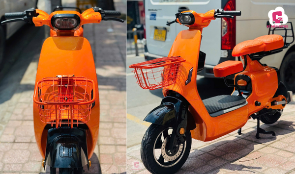 Mẫu xe đạp điện màu cam V1 Plus cam đen